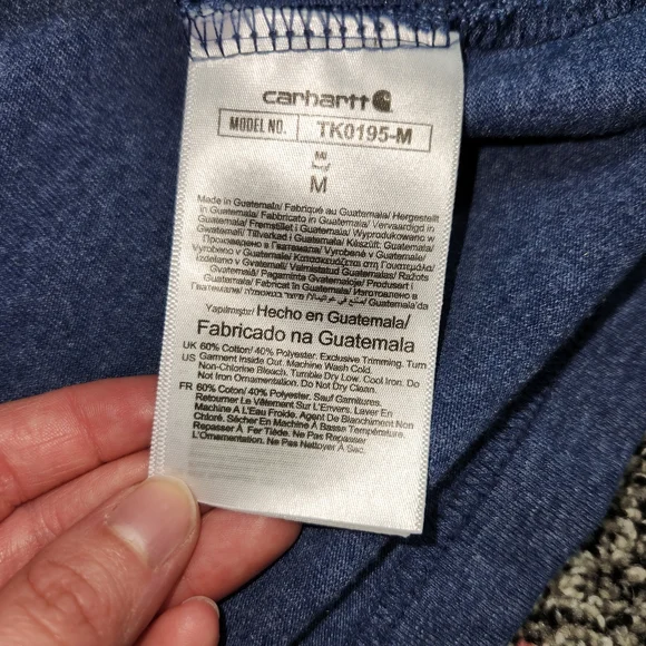 Carhartt Mens Medium Navy Blue/ Green Carhartt Logo Loose Fit Short Sleeve Shirt - Picture 8 of 8